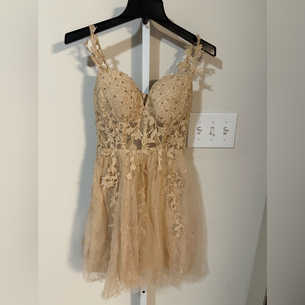 Elegant Lace Mini Dress in Cream